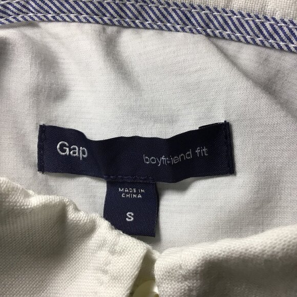 Gap Shirt Women’s S Small Blue White Boyfriend Fit Pinstriped Button Down Stripe - Picture 7 of 9